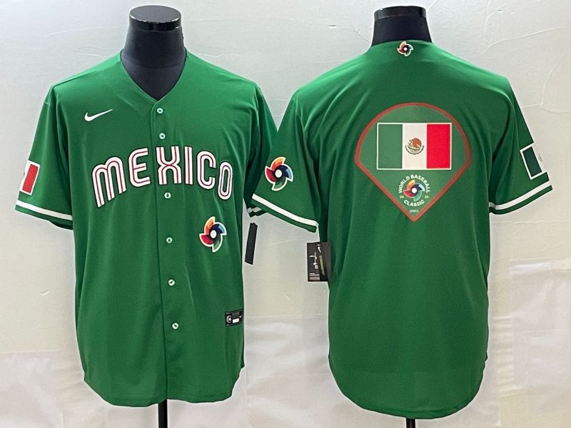 Men 2023 World Cub Mexico Blank green Nike MLB Jersey11